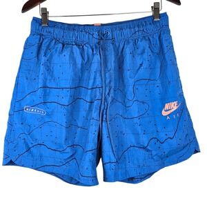 Nike Air Lined Shorts Mens Medium Blue Geographic Print Athletic Gym Running